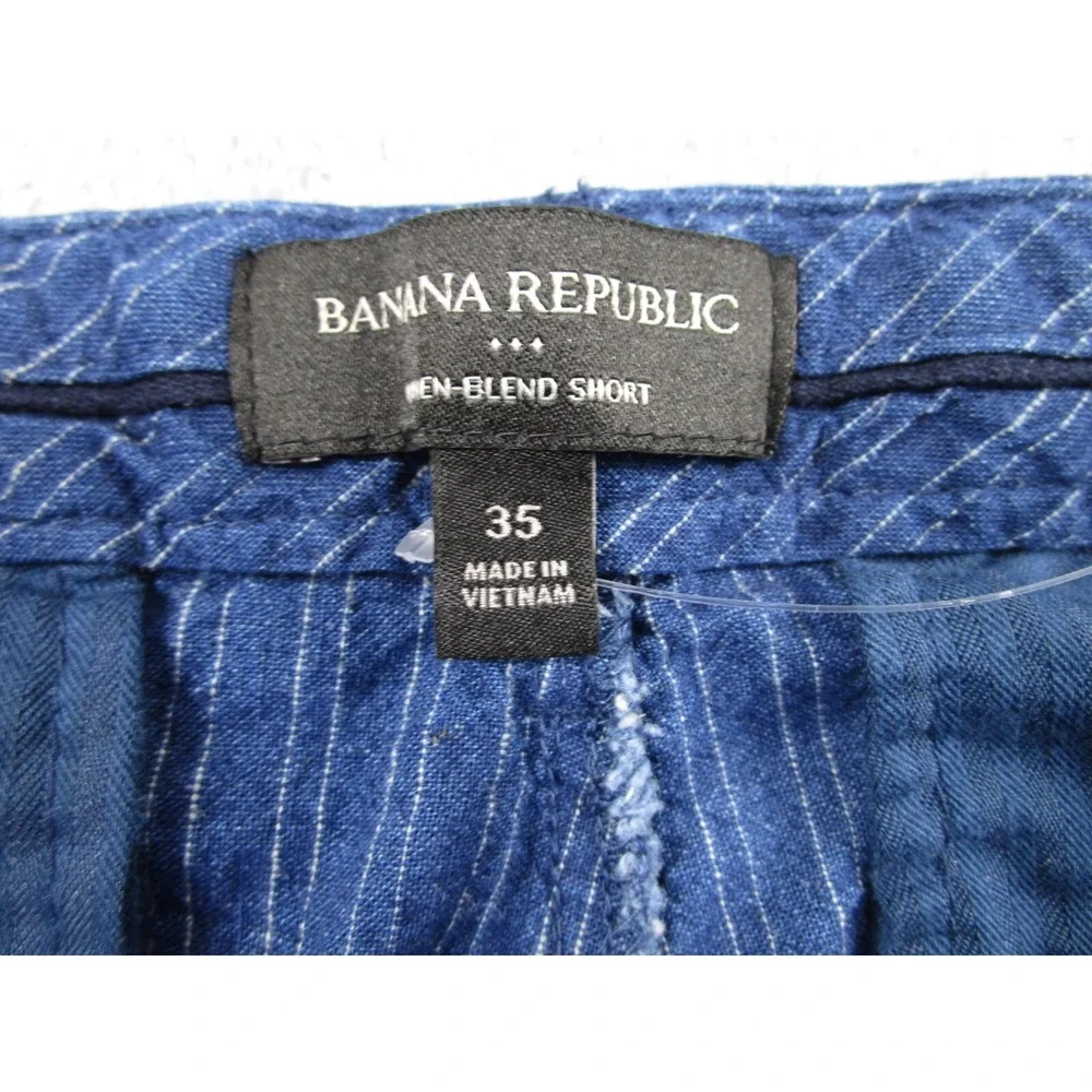 Banana Republic‎ Shorts Mens 35 Blue Linen Blend Striped Chino Pockets